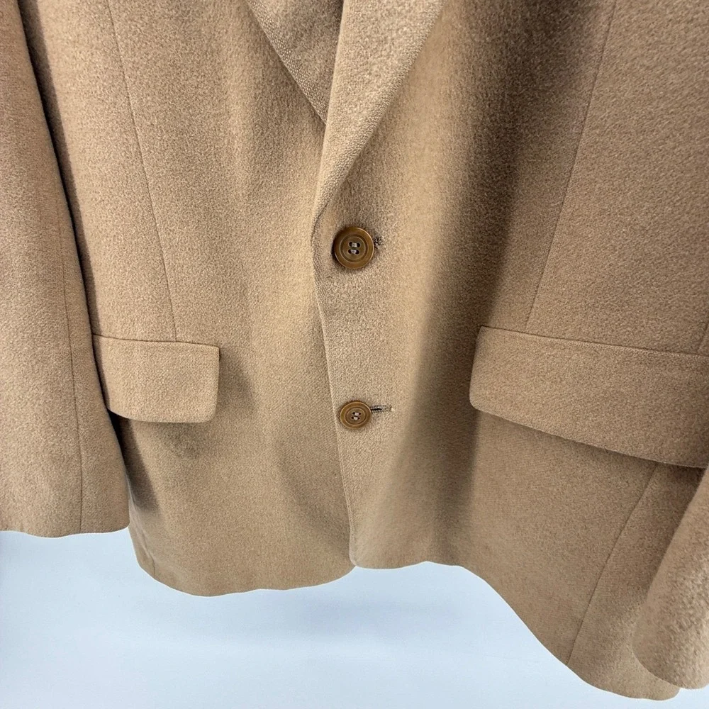 Vtg Bill‎ Blass Made in USA Wool Blazer Men's Tan Brown Classic Two Button Coat